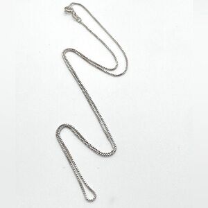 Vtg Sterling Silver Box Chain Necklace 18” Length - 1mm Width 925 MJI